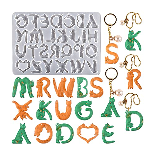 Finyoffiy Gießformen Silikonform Buchstabe,Epoxidharz Formen Alphabet,Letter Resin Mold DIY Buchstaben Schlüsselanhänger, Anhänger, hängende Ornamente, Schmuck Harz Formen (letter resin mold) von Finyoffiy