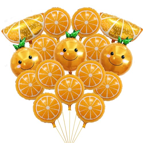 16 Stück Zitrus-Luftballons, orangefarbene Früchte, Cartoon-Folien-Luftballons, kleine süße Babyparty-Dekorationen, Luftballons, Orangenscheiben, kleine süße Luftballons für orangefarbene Früchte, von Finypa