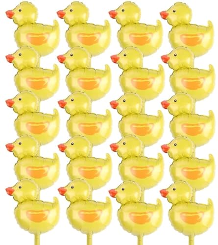 20 Stück Mini Ente Ballon Entenform Folienballon Bauernhof Tier Folienballons Mini Gelbe Ente Folienballons für Babyparty Dekorationen von Finypa