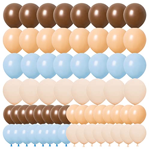 64pcs Macaroon Blue Ballons Kaffee Braun Latex Ballons Sand Weiß Creme Ballons Aprikose Helium Ballons für Jungen Baby Dusche 1.Geburtstag Party Hochzeit Dekoration von Finypa