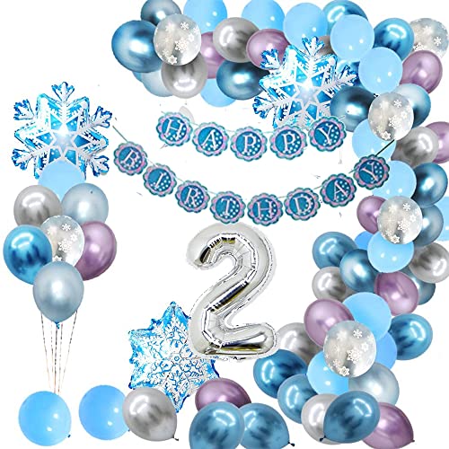 Frozen ELSA 2 Geburtstag Deko Luftballons Garland Arch Kit 99er Pack Schneeflocke Ballons für Winter Wonderland, Urlaub, Weihnachten, Baby Shower, Frozen Birthday Party Dekorationen von Finypa