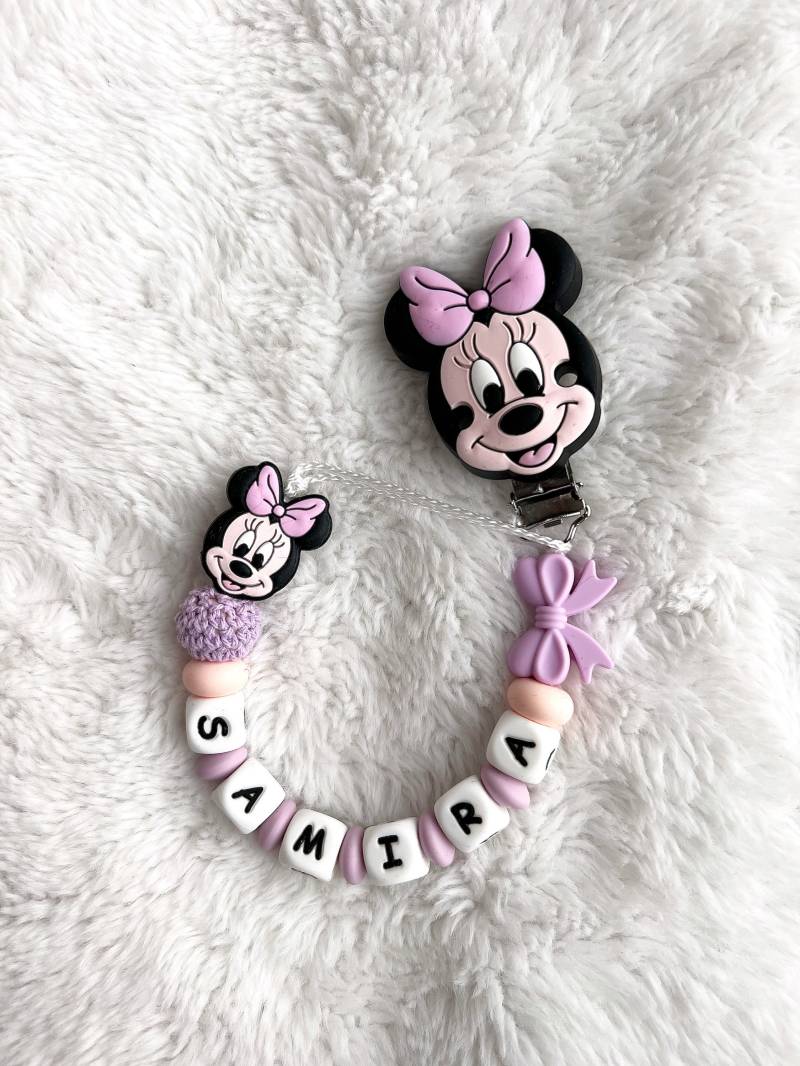 Personalisierte Schnullerkette - Minnie Mouse von Fiorellinoarticles