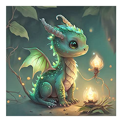 5D Diamond Painting Kits for Erwachsene Kinder, DIY Full Drill Spezielle Leinwand Diamant Malerei Drachen Bild Kit, Kristall Strass Kreuzstich Sticksets Kunst Handwerk for Home Wall Decor von Fiorky