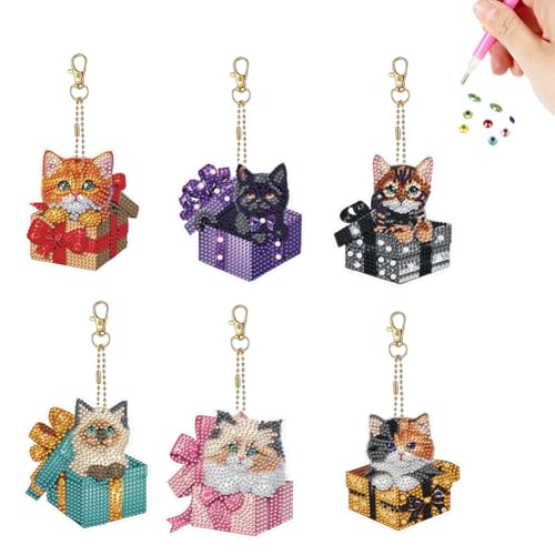 Fiorky 6pcs doppelseitige Spezialform Spezialform Ostertiere Strassemalemalerei Schlüsselbund Anhänger Diamant Malerei Kunst Keychain Anhänger Diamond Art Bastel Schlüsselbund DIY Crafts von Fiorky