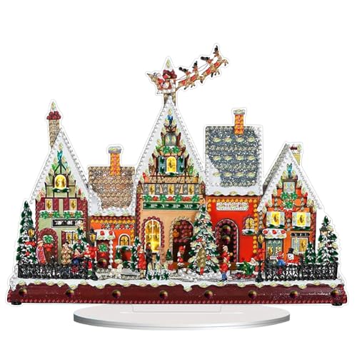 Fiorky Diamond Malerei Tisch Ornamente, DIY Acryl -Winter Weihnachtshaus Diamant Malmalerei Tabletop Ornamente Kit 5d Diamant Art Tabletop Ornamente Home Schlafzimmer Dekoration von Fiorky