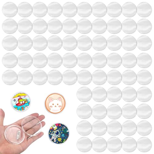 Fiotha 70 Stück Buttons Selber Machen, Transparente DIY Ansteckbuttons Set, Ø 63mm, Buttons Kinder Anstecker, Abzeichen Button, Mit Anstecknadel, für Bild, Foto, Kleidung, Schule von Fiotha