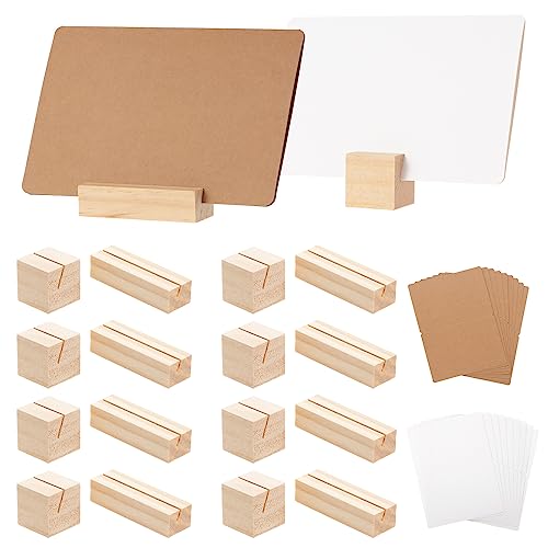 Fippy 20 Stück Kartenhalter Holz, Stabil Tischkartenhalter Holz, Menükartenhalterfür Postkartenhalter für Hochzeiten Partys Holzständer von Fippy