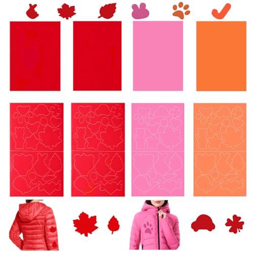 Firavggu 8 Blätter Daunenjacke Flicken Patches Selbstklebende Repair Patch Jacke Wasserdicht Rot Rosa Orange Reparatur Flicken Aufkleber Reparaturflicke für Steppjacke Daunenmantel Winterjacke von Firavggu