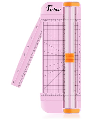 Firbon A5 Papierschneider Titan Gerader Schneidemaschine Scrapbooking Werkzeug mit Automatischem Sicherheitsschutz und Seitenlineal Austauschbare Klinge für Coupon, Karton, Etikett und Foto, Pink von Firbon