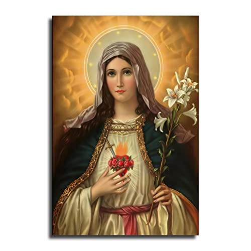 FireDeer Katholischer Jesus-Posterdruck auf Leinwand, Gemälde, christlicher Gott, Bilder für Wohnzimmer, ohne Rahmen (Jungfrau Maria, 30,5 x 45,7 cm) von FireDeer