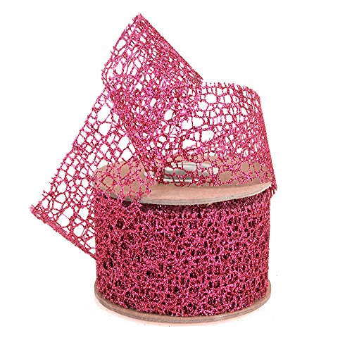 Open Weave Glitter Band, 1–1/2 Zoll, 9 Meter 1 inches hot pink von Firefly Imports