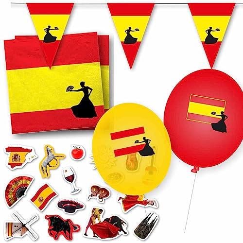 DH-Konzept Dekoset Spanien Servietten, Wimpelkette, Konfetti, Ballons // * Spanien * Dekoration // Spanien Servietten // Spanien Wimpelkette von Firlefantastisch Der Partyshop