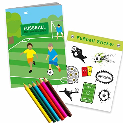 Firlefantastisch Der Partyshop Fußball Mitgebselset Rätselheft + Sticker + Buntstifte // Fußballparty Mitgebsel von Firlefantastisch Der Partyshop