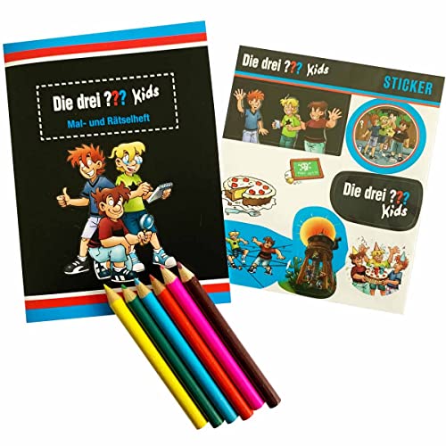 Die Drei ??? Kids Mitgebselset Rätselheft + Sticker + Buntstifte // Kindergeburtstag Drei Fragezeichen Mitgebsel von Firlefantastisch Der Partyshop