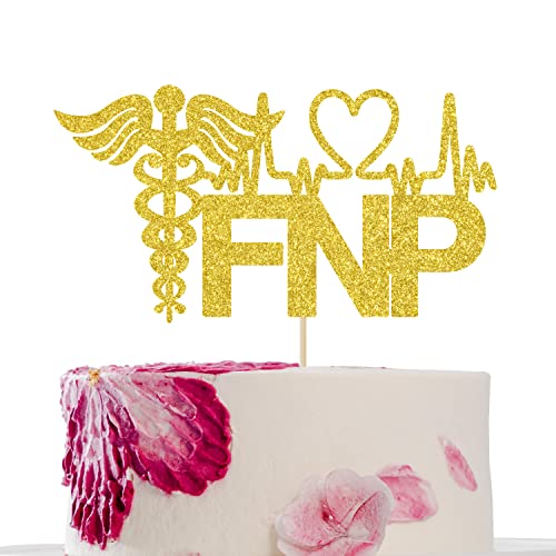 Gold Glitter FNP Tortenaufsatz, Congrats Nurse Grade Cake Decor, für BSN RN Nurse Graduation Decorations, Congrats Grade Party Supplies 2022 von First Holy Communion