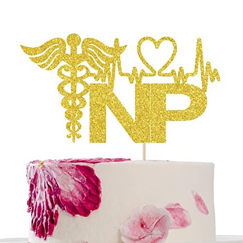 Gold Glitter NP Cake Topper, Congrats Nurse Grade Cake Decor, for BSN RN Nurse Graduation Decorations, Congrats Grade Party Supplies 2022 von First Holy Communion