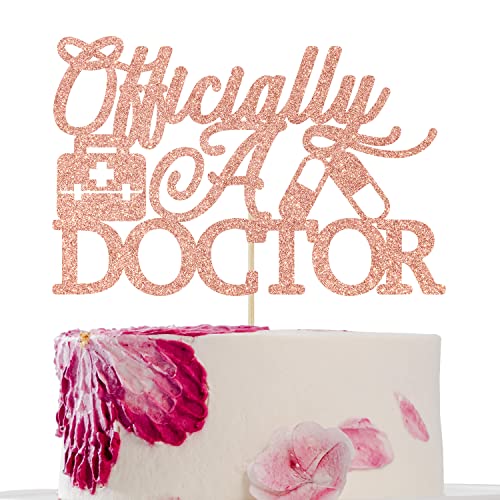 Officially a Doctor Cake Topper, Congrats Doctor Cake Topper, Doctor Graduation Decorations, Congrats Grade Decorations 2022 Rose Gold Glitter von First Holy Communion