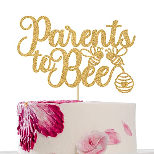 Parents to Bee Cake Topper, Soon to be a Family of Three, Gold Glitter Gender Reveal Party Dekorationen Supplies von First Holy Communion