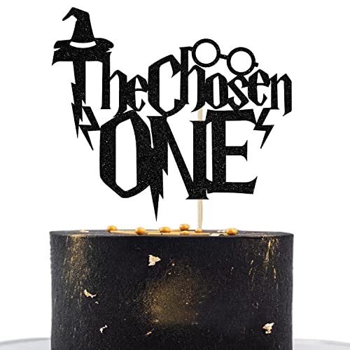 The Chosen One Cake Topper, Wizard 1st Birthday Cake Decor, for Harry Theme Magic Party First Birthday Party Black Glitter von First Holy Communion