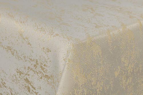 First-Tex Tischdecke Damast Jacquard Brilliant Meliert 130x160 eckig in Creme/Champagner mit gerade Saumkante von First-Tex