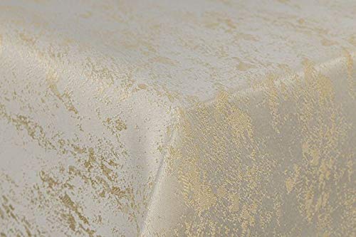 First-Tex Tischdecke Damast Jacquard Brilliant Meliert 130x260 in Creme/Champagner mit gerader Saumkante von RAINBEAM