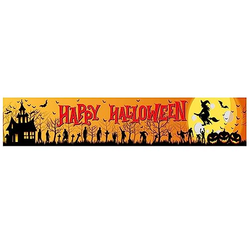 Firulab Halloween-Hintergrundbanner | Fliegende Fledermäuse Happy Halloween Banner Dekoration,300 x 50 cm/118 x 19 Zoll Halloween-Banner, Party-Dekoration für drinnen und draußen von Firulab