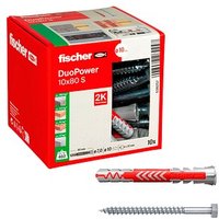 fischer DuoPower 10x80 S 2K Dübel mit Schrauben Ø 10 mm x 80 mm, 10 Stück von Fischer