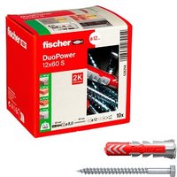 fischer DuoPower 12x60 S 2K 538258 Dübel mit Schrauben Ø 12 mm x 60 mm, 10 Stück von Fischer