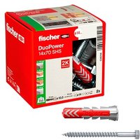 fischer DuoPower 14x70 S 538259 Dübel mit Schrauben Ø 12 mm x 60 mm, 8 Stück von Fischer