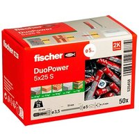 fischer DuoPower 5x25 S 2K Dübel mit Schrauben Ø 5 mm x 25 mm, 50 Stück von Fischer