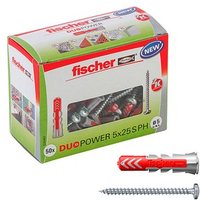 fischer DuoPower 5x25 S PH 2K 535462 Dübel mit Schrauben Ø 5 mm x 25 mm, 50 Stück von Fischer