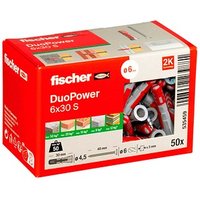 fischer DuoPower 6x30 S 2K 535459 Dübel mit Schrauben Ø 6 mm x 30 mm, 50 Stück von Fischer