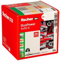 fischer DuoPower 6x50 S 2K 538255 Dübel mit Schrauben Ø 6 mm x 50 mm, 50 Stück von Fischer