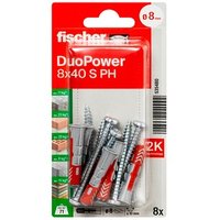 fischer DuoPower 8x40 S PH K  2K 535480 Dübel mit Schrauben Ø 8 mm x 40 mm, 8 Stück von Fischer