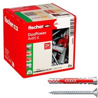 fischer DuoPower 8x65 S 2K 538256 Dübel mit Schrauben Ø 8 mm x 65 mm, 25 Stück von Fischer