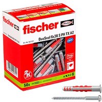 fischer DuoSeal 6x38 S PH TX A2 2K 557727 Dübel mit Schrauben Ø 6 mm x 38 mm, 50 Stück von Fischer