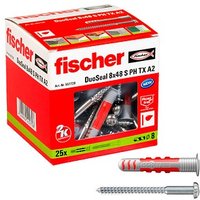 fischer DuoSeal 8x48 S PH TX A2 2K Dübel mit Schrauben Ø 8 mm x 48 mm, 25 Stück von Fischer