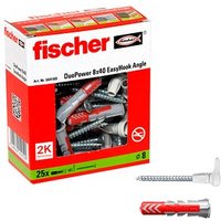 fischer EasyHook Angle - DuoPower 8x40 2K Dübel mit Schrauben Ø 5/8 mm 40//60 mm, 25 Stück von Fischer