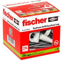 fischer EasyHook Loop - DuoPower 8x40 2K Dübel mit Schrauben Ø 5/8 mm 40/80 mm, 25 Stück von Fischer