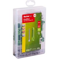 fischer ProfiBox - SX Plus Green S 567898 Dübel- und Schrauben-Sortiment Ø 4,5/5/6/8 mm 30/40/55 mm, 120 Stück von Fischer