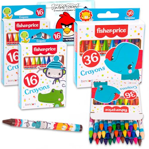 Fisher Price Buntstifte für Kleinkinder im Alter von 1–3 Jahren – Set mit 68 Buntstiften für Kleinkinder mit Fisher Price für Gastgeschenke, Geschenktüten und mehr | Fisher Price Buntstift-Set von Fisher-Price