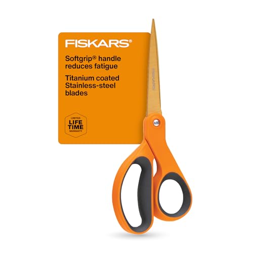 Fiskars SoftGrip Titan-Schere, Allzweckschere, 20,3 cm, gerader Griff, für Büro, Kunst und Handwerk, Orange von Fiskars