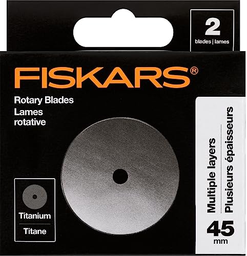 Fiskars 45 mm Titan-Rotationsklingen (2 Stück) – Ersatzklingen für Rollschneider, Basteln, Nähen und Quilten – Grau von Fiskars