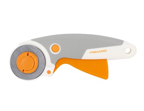 Fiskars Auslöser-Rollmesser, Mit Klinge Ø 45 mm, Für Rechts- und Linkshänder, Orange/Weiß/Grau, 1003910 von Fiskars