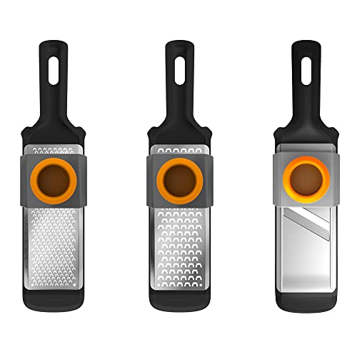 Fiskars Gemüsehobel und -reiben-Set, 3-teilig, Metall/Kunststoff, Functional Form, 1014414, Schwarz/Orange von Fiskars