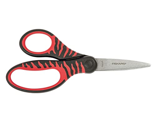 Fiskars Kinderschere, Ab 8 Jahren, Länge 18 cm, Für Rechts- und Linkshänder, Rostfreie Stahl-Klinge/Kunststoff-Griffe, Schwarz/Rot, 1027423 von Fiskars