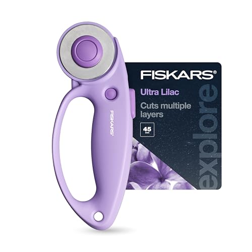 Fiskars Loop Rollschneider, Explore Collection Ultra Lilac, präzisionsgeschliffene Stahlklinge für Stoff, Filz und Vinyl, 45 mm von Fiskars