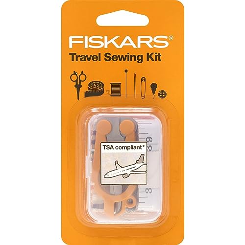 Fiskars Nähset - 27-teiliges Reise-Nähset mit Etui - Bastelbedarf - Orange von Fiskars