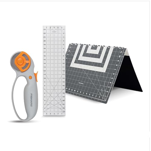 Fiskars 133130-1001 Drehschneide-Set Näh-Rotationsset, Acryl, Weiß/Grau, 25"L x 19"W von Fiskars