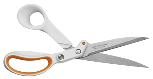 Fiskars Razor Edge Allzweckschere, Länge: 24 cm, Rostfreie Stahl-Klinge/Kunststoff-Griffe, Weiß/Orange, Amplify, 1005225 von Fiskars